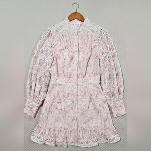 Fate Elegant Pink and Cream Broderie Embroidered‎ Dress Size S